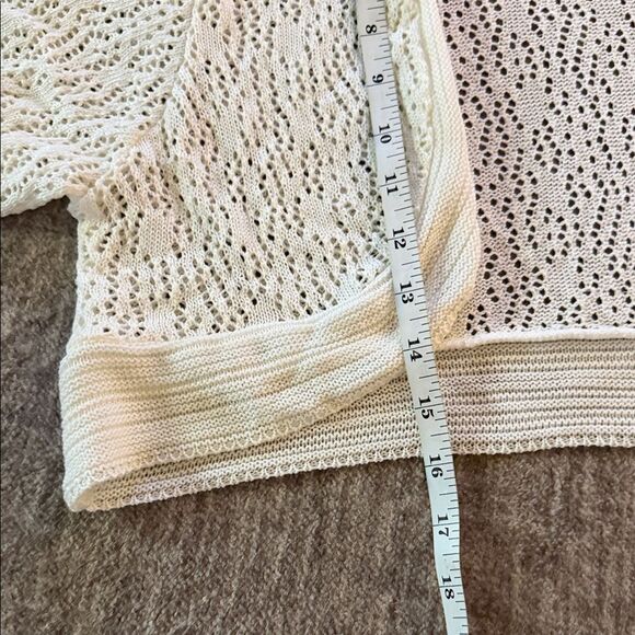 Cream Open Knit Cardigan cropped - Picture 3 of 6